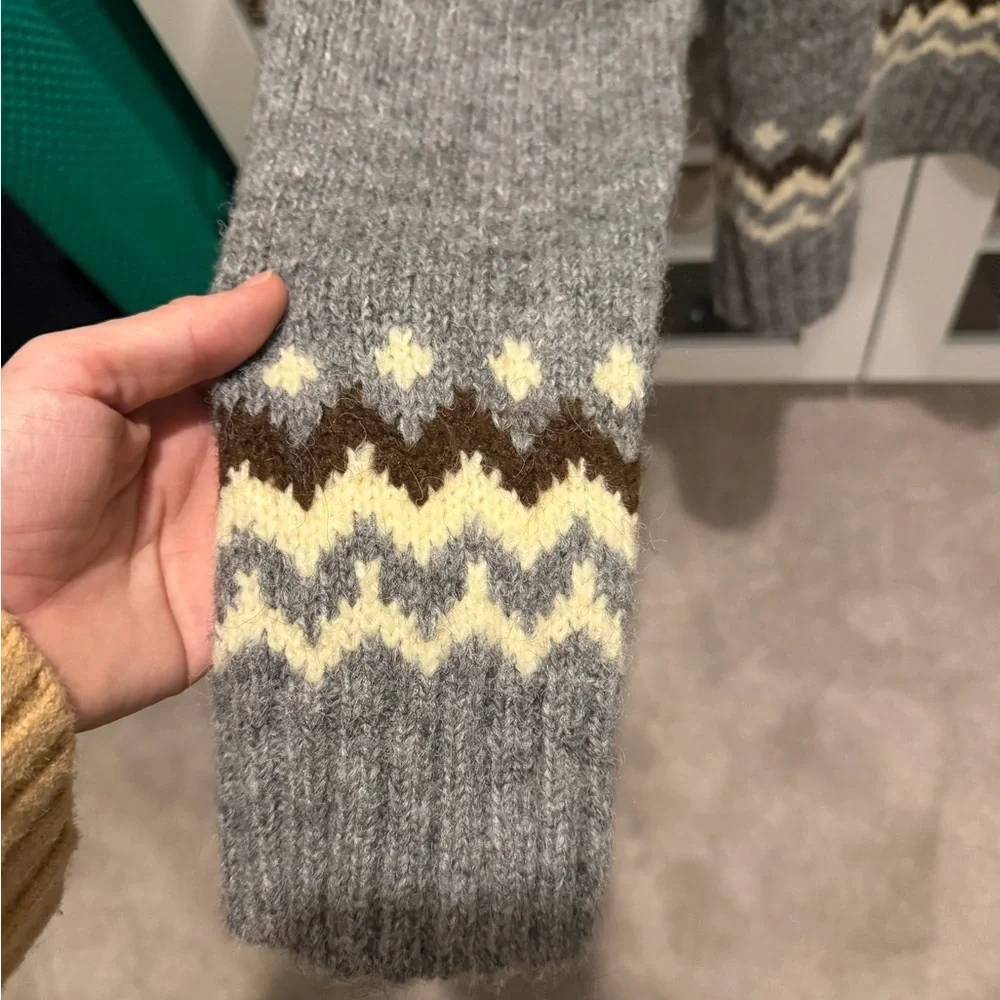 Astr Gray and Cream Feyre Fair Isle Sweater
